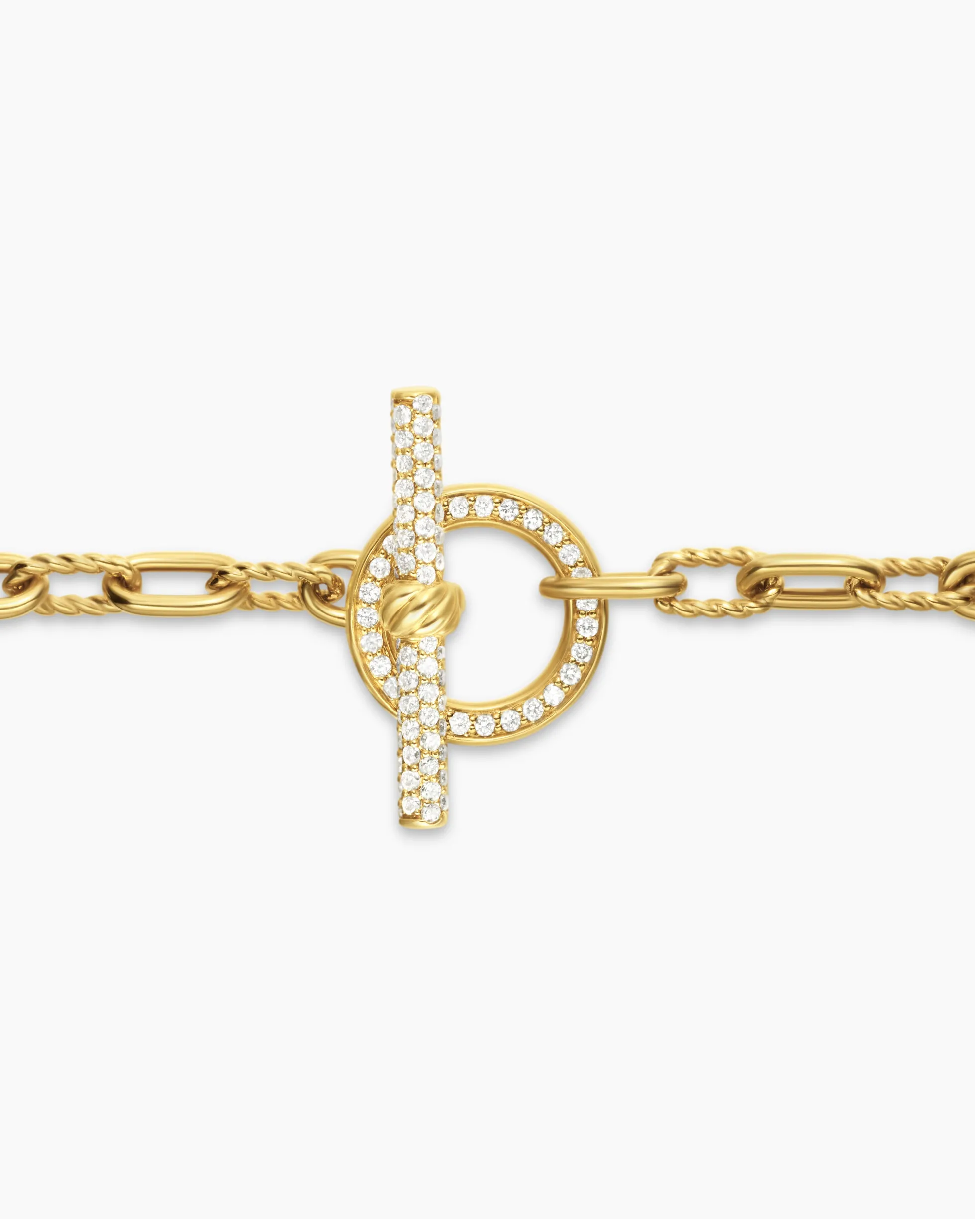 DY Madison® Pavé Toggle Chain Bracelet 18K Yellow Gold with Diamonds, 3mm