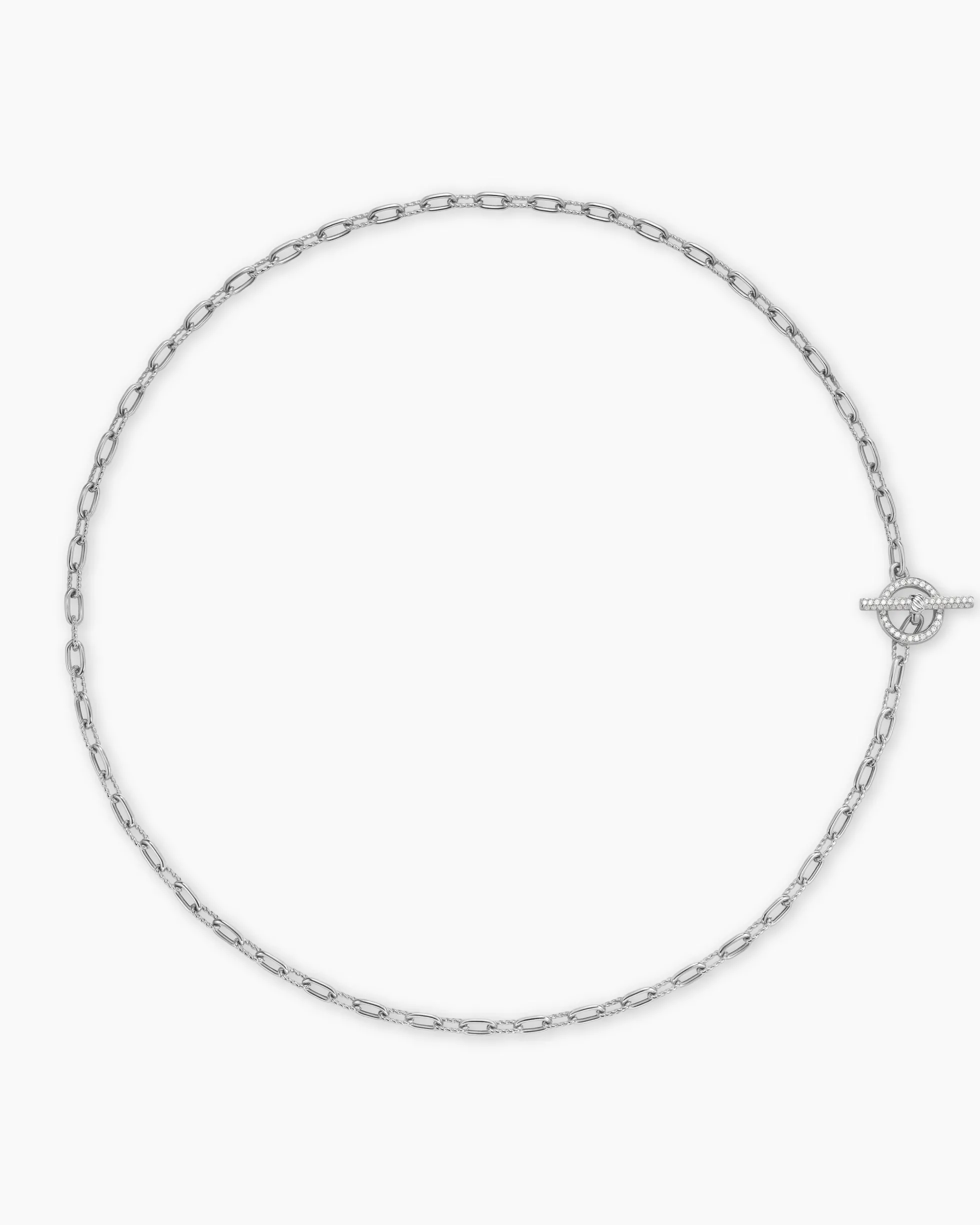 DY Madison® Pavé Toggle Chain Necklace Sterling Silver with Diamonds, 3mm