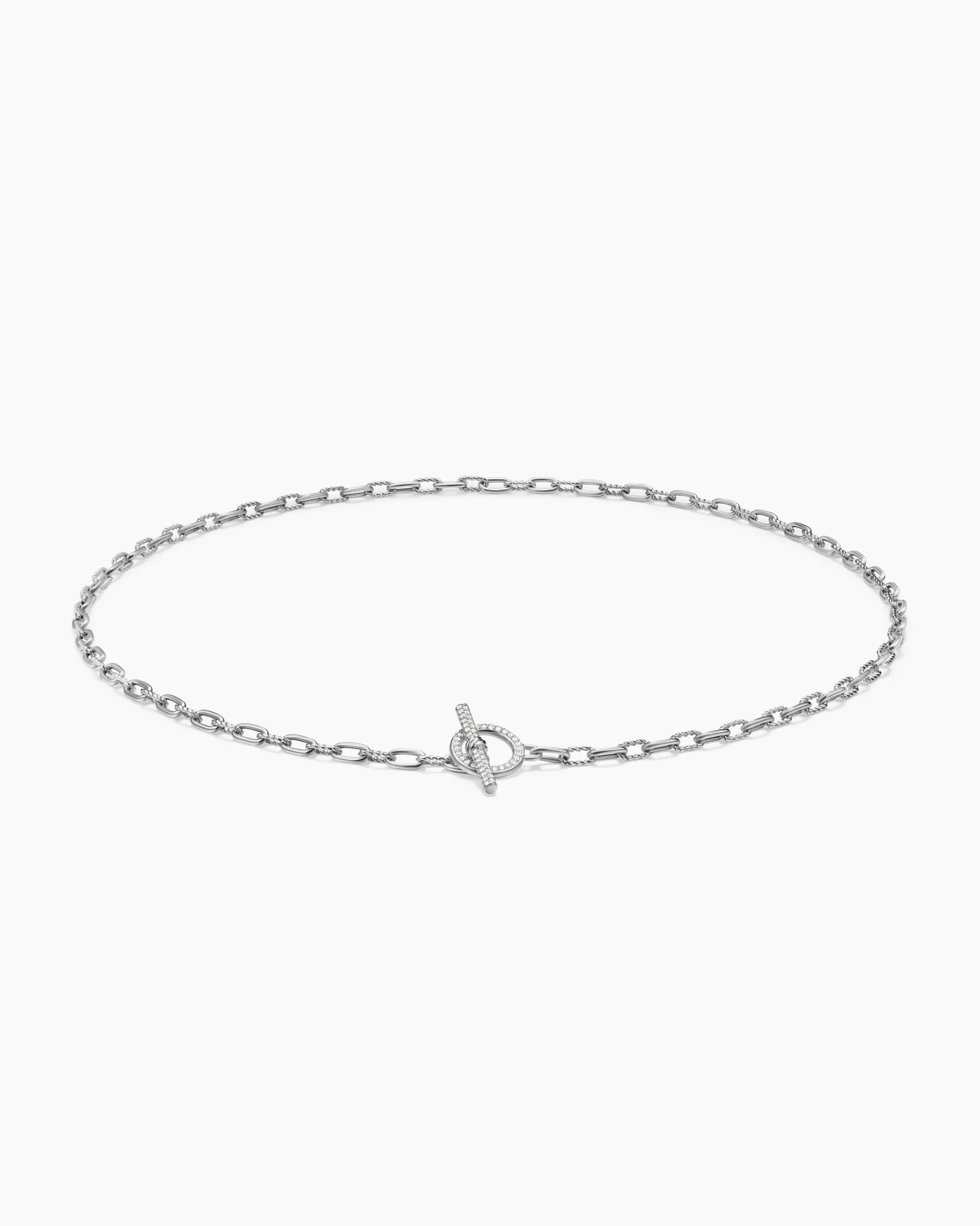 DY Madison® Pavé Toggle Chain Necklace Sterling Silver with Diamonds, 3mm