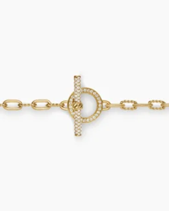 DY Madison® Pavé Toggle Chain Necklace 18K Yellow Gold with Diamonds, 3mm