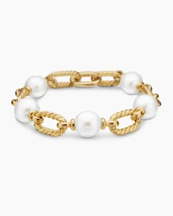 DY Madison® Pearl Chain Bracelet 18K Yellow Gold with Pearls, 11mm