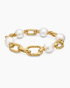 DY Madison® Pearl Chain Bracelet 18K Yellow Gold with Pearls, 11mm