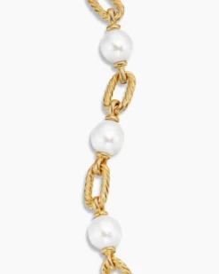 DY Madison® Pearl Chain Bracelet 18K Yellow Gold with Pearls, 11mm