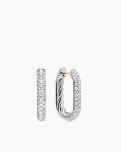 DY Madison® Smooth Hoop Earrings Sterling Silver with Diamonds, 24.3mm