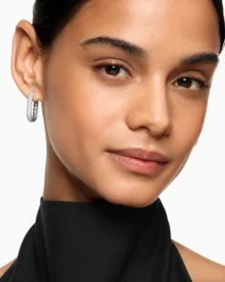 DY Madison® Smooth Hoop Earrings Sterling Silver with Diamonds, 24.3mm
