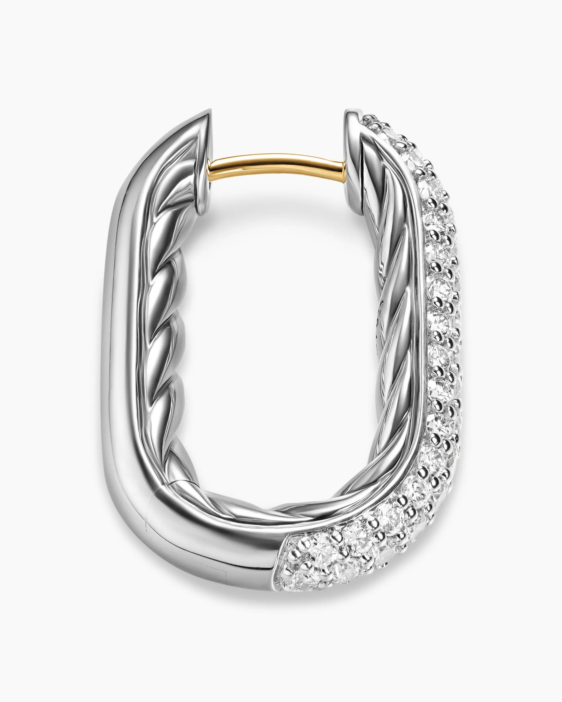 DY Madison® Smooth Hoop Earrings Sterling Silver with Diamonds, 24.3mm
