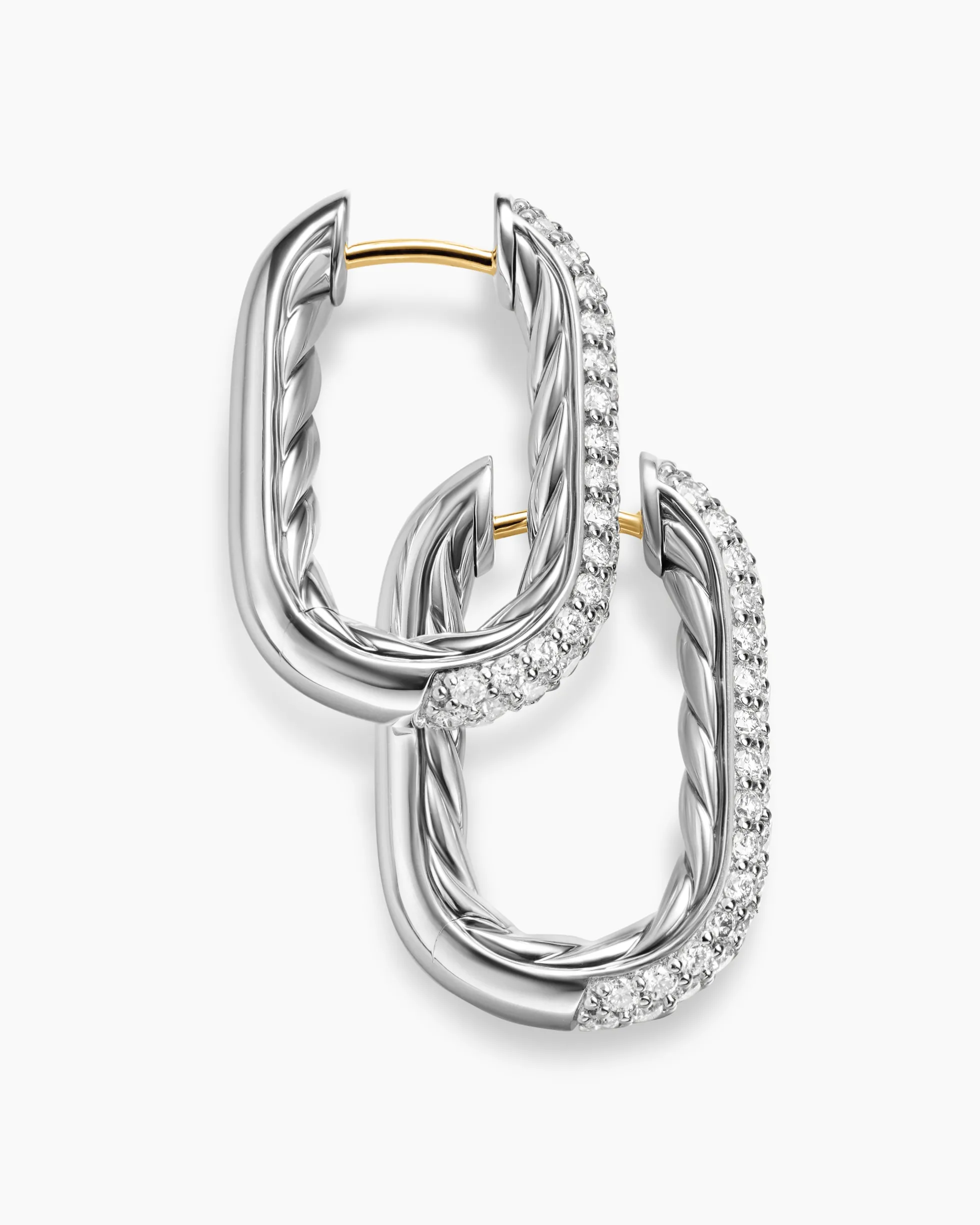 DY Madison® Smooth Hoop Earrings Sterling Silver with Diamonds, 24.3mm