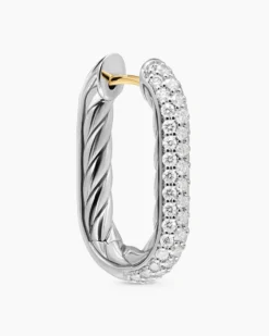 DY Madison® Smooth Hoop Earrings Sterling Silver with Diamonds, 24.3mm