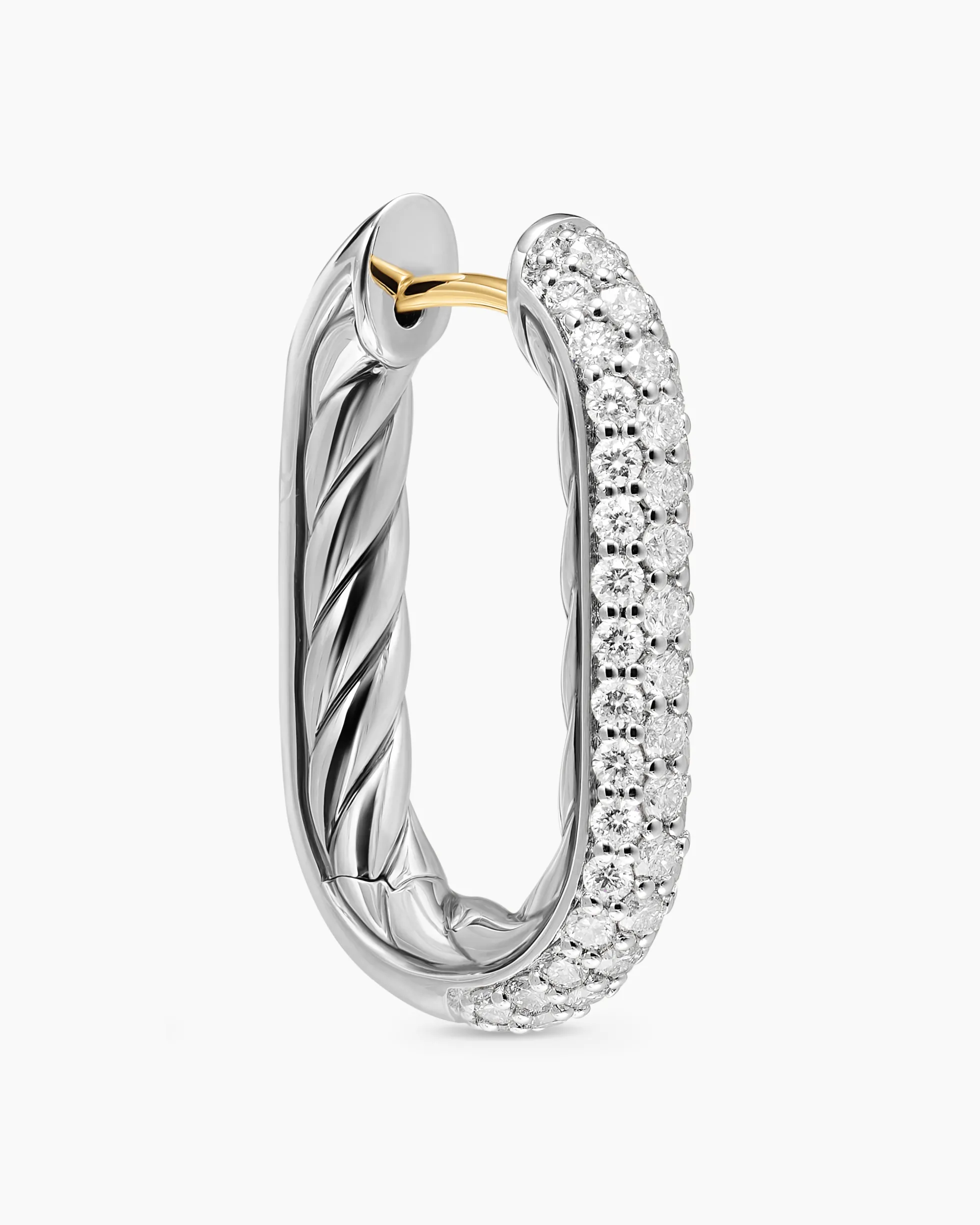 DY Madison® Smooth Hoop Earrings Sterling Silver with Diamonds, 24.3mm