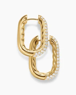 DY Madison® Smooth Hoop Earrings 18K Yellow Gold with Diamonds, 24.3mm