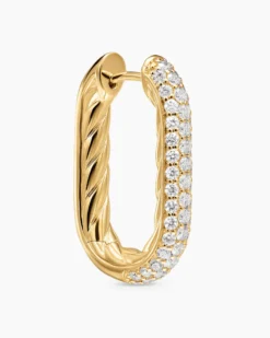DY Madison® Smooth Hoop Earrings 18K Yellow Gold with Diamonds, 24.3mm