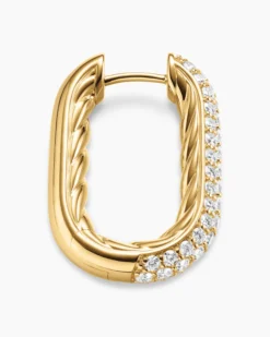 DY Madison® Smooth Hoop Earrings 18K Yellow Gold with Diamonds, 24.3mm