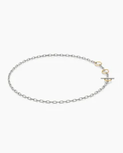 DY Madison® Three Ring Chain Necklace Sterling Silver with 18K Yellow Gold, 3mm