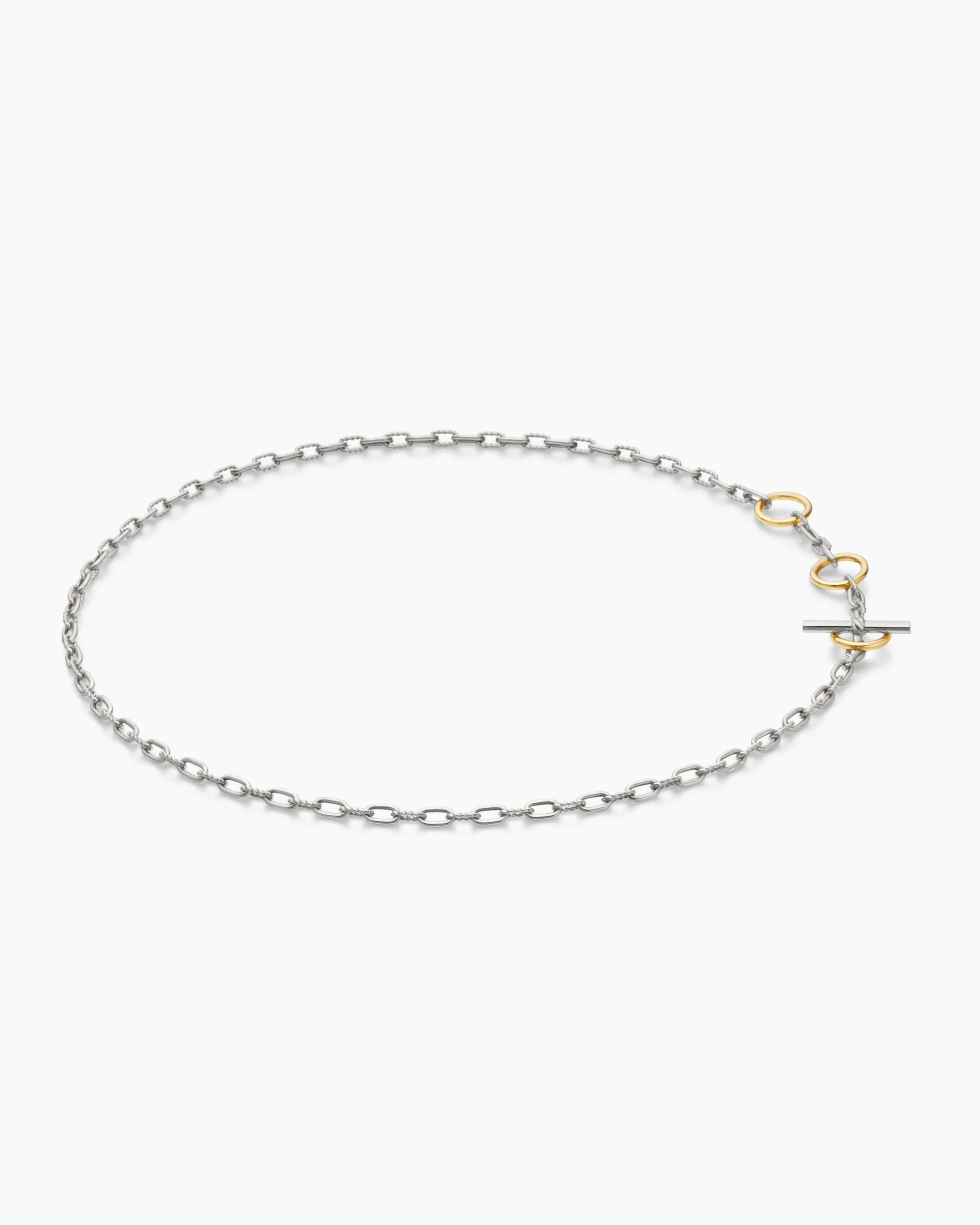 DY Madison® Three Ring Chain Necklace Sterling Silver with 18K Yellow Gold, 3mm