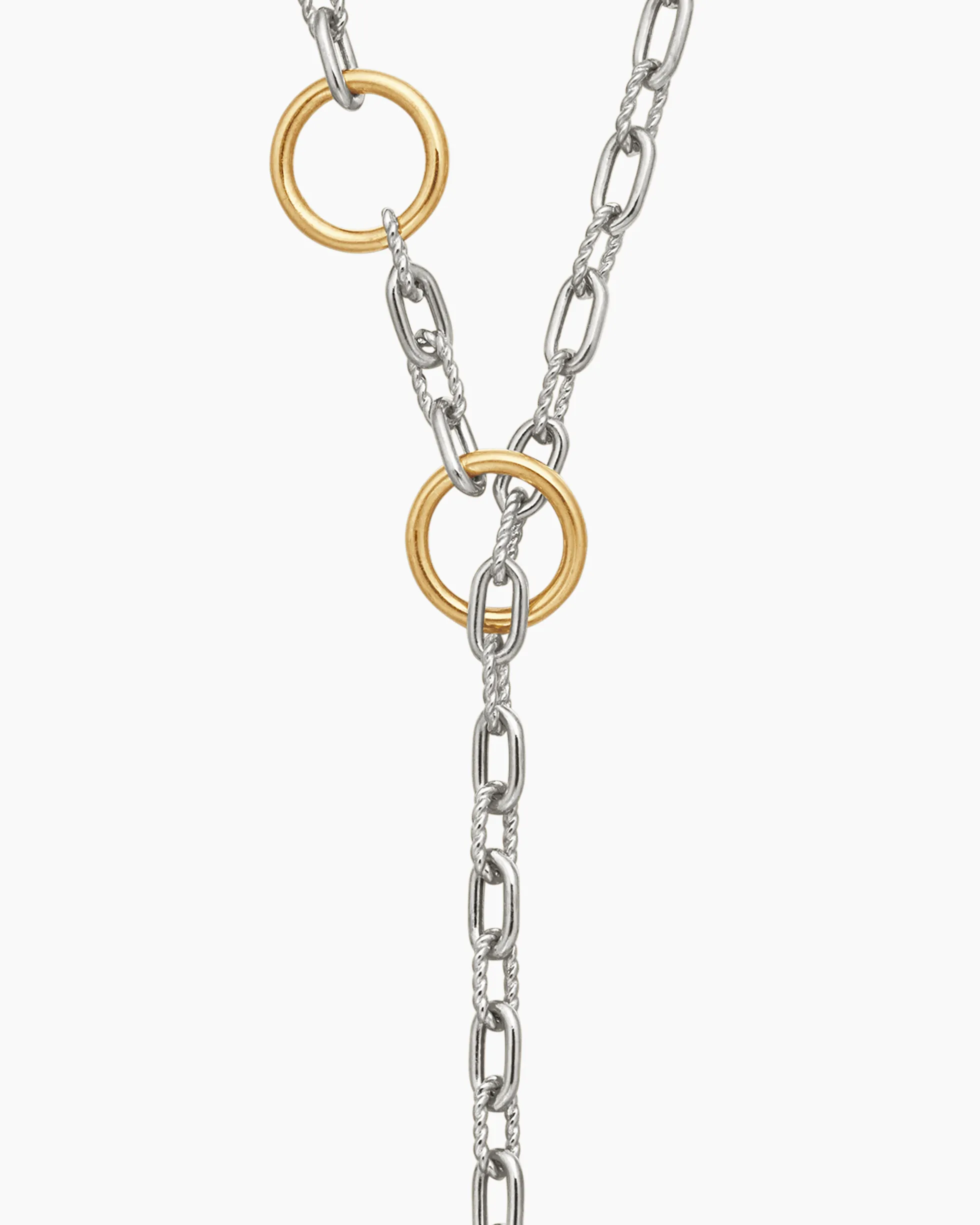 DY Madison® Three Ring Chain Necklace Sterling Silver with 18K Yellow Gold, 3mm