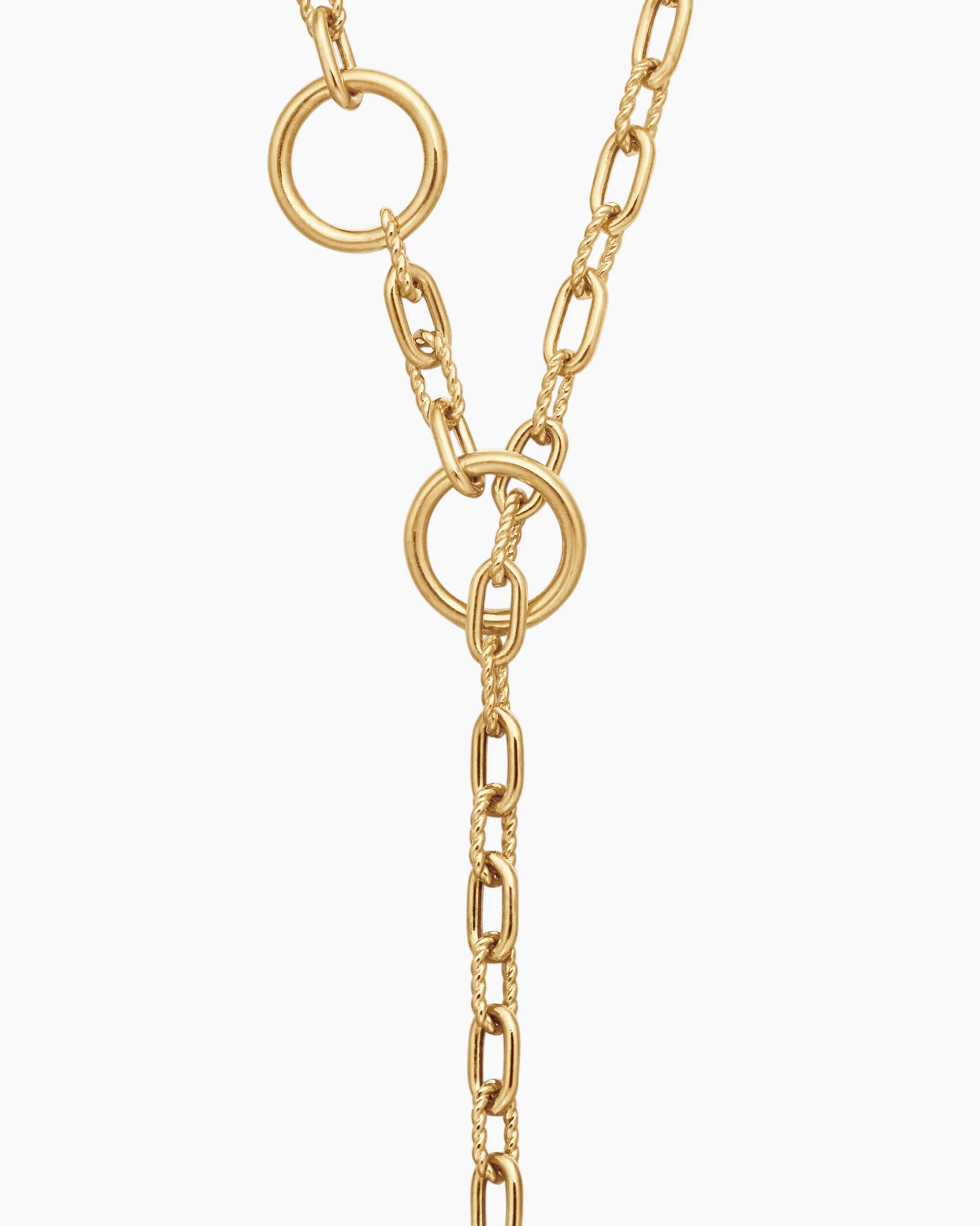 DY Madison® Three Ring Chain Necklace 18K Yellow Gold, 3mm