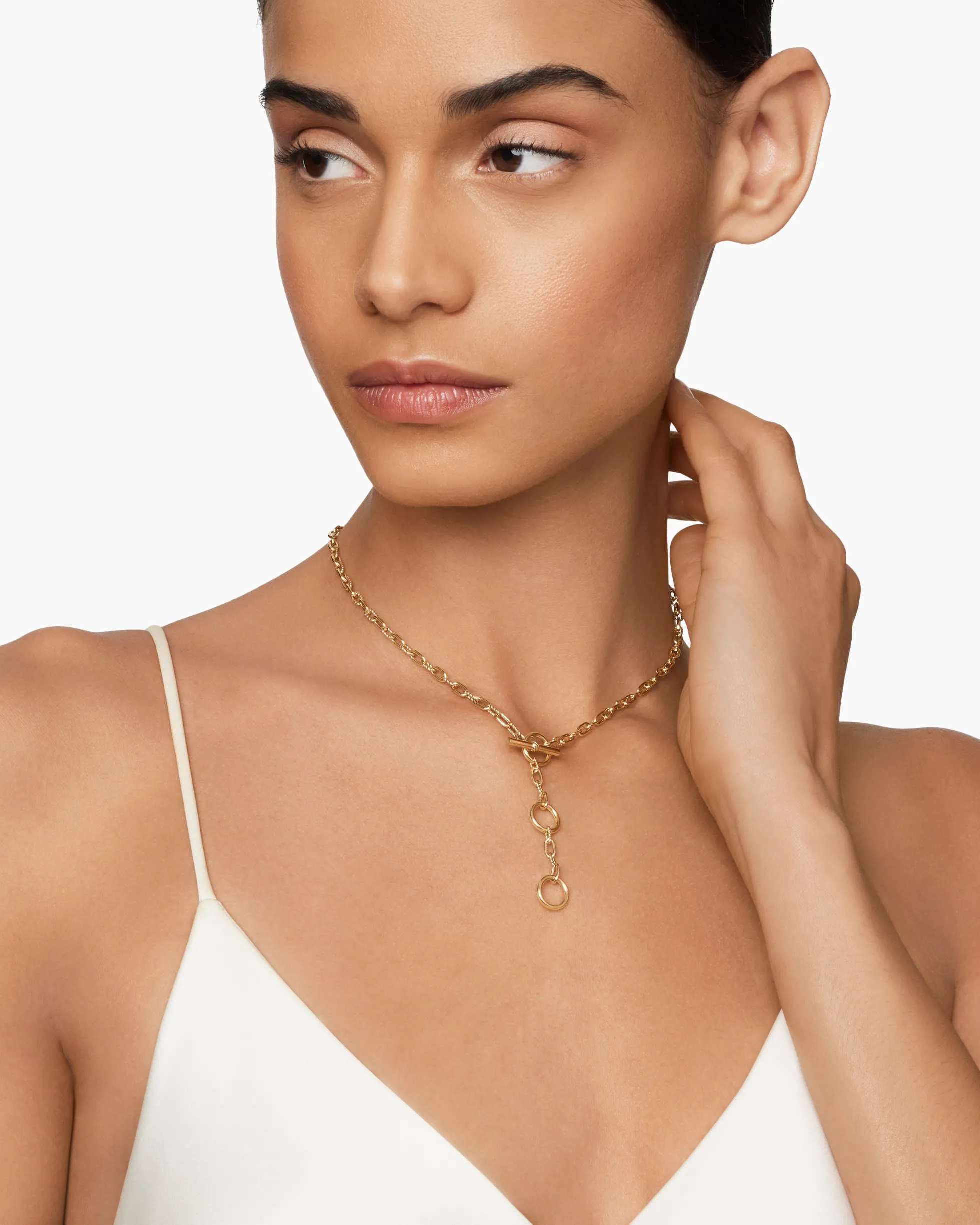 DY Madison® Three Ring Chain Necklace 18K Yellow Gold, 3mm