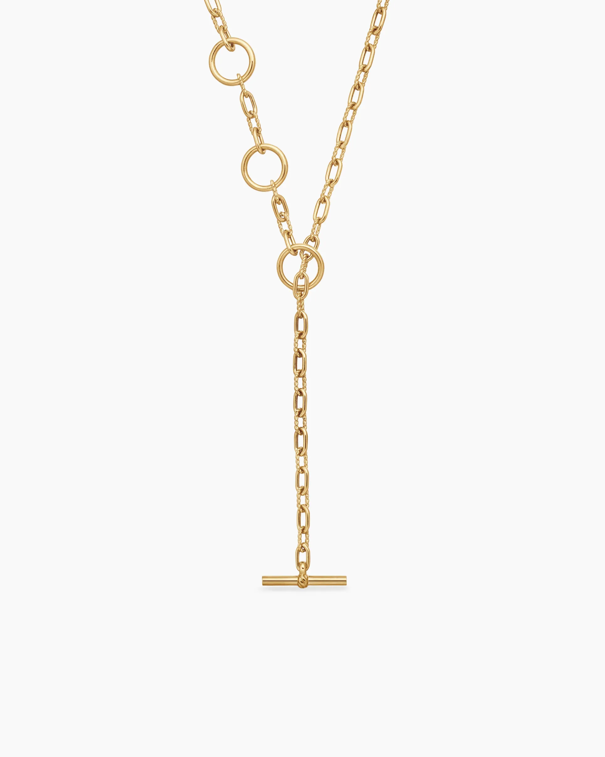 DY Madison® Three Ring Chain Necklace 18K Yellow Gold, 3mm