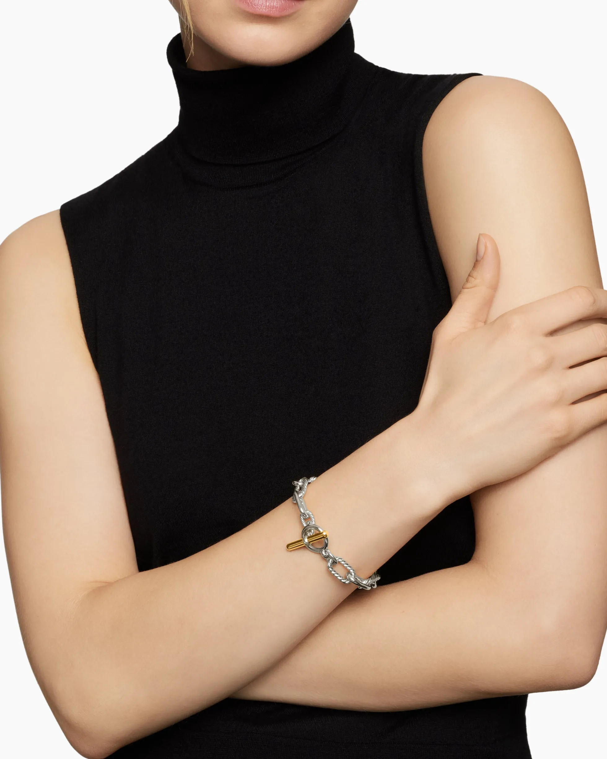 DY Madison® Toggle Chain Bracelet Sterling Silver with 18K Yellow Gold, 11mm