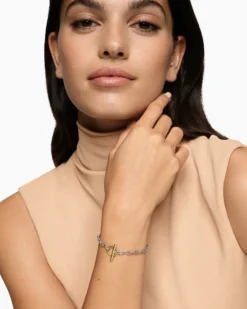 DY Madison® Toggle Chain Bracelet Sterling Silver with 18K Yellow Gold, 3mm