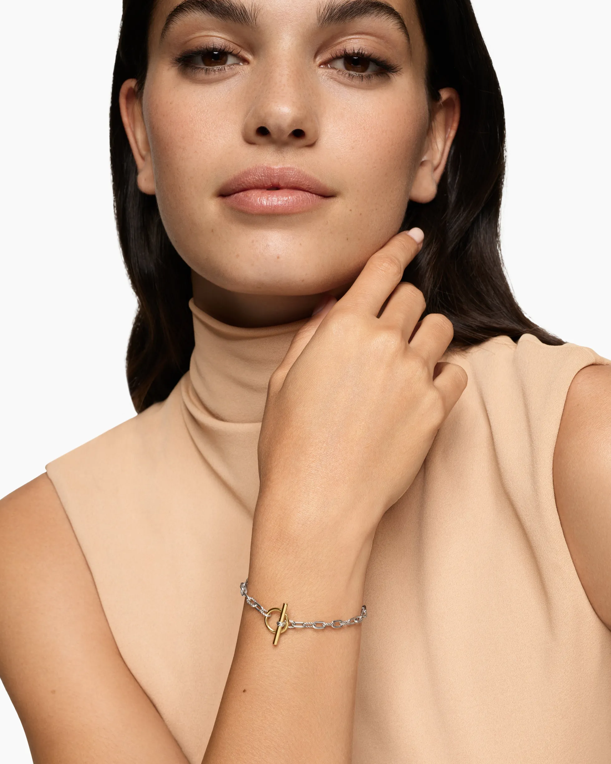 DY Madison® Toggle Chain Bracelet Sterling Silver with 18K Yellow Gold, 3mm