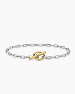 DY Madison® Toggle Chain Bracelet Sterling Silver with 18K Yellow Gold, 3mm