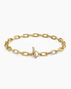 DY Madison® Toggle Chain Necklace 18K Yellow Gold with Diamond Links, 11mm