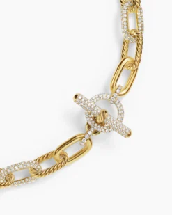 DY Madison® Toggle Chain Necklace 18K Yellow Gold with Diamond Links, 11mm