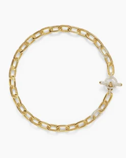 DY Madison® Toggle Chain Necklace 18K Yellow Gold with Diamond Links, 11mm