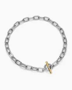 DY Madison® Toggle Chain Necklace Sterling Silver with 18K Yellow Gold, 11mm
