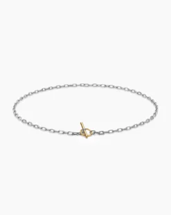 DY Madison® Toggle Chain Necklace Sterling Silver with 18K Yellow Gold, 3mm