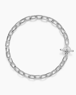 DY Madison® Toggle Chain Necklace Sterling Silver with Diamonds, 11mm