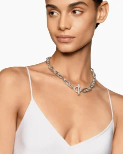 DY Madison® Toggle Chain Necklace Sterling Silver with Diamonds, 11mm