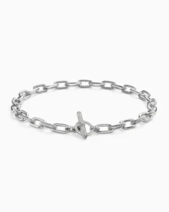 DY Madison® Toggle Chain Necklace Sterling Silver with Diamonds, 11mm