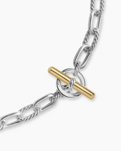 DY Madison® Toggle Chain Necklace Sterling Silver with 18K Yellow Gold, 8.5mm