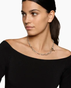 DY Madison® Toggle Chain Necklace Sterling Silver with 18K Yellow Gold, 8.5mm