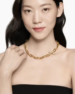 DY Madison® Toggle Chain Necklace 18K Yellow Gold with Diamonds, 11mm
