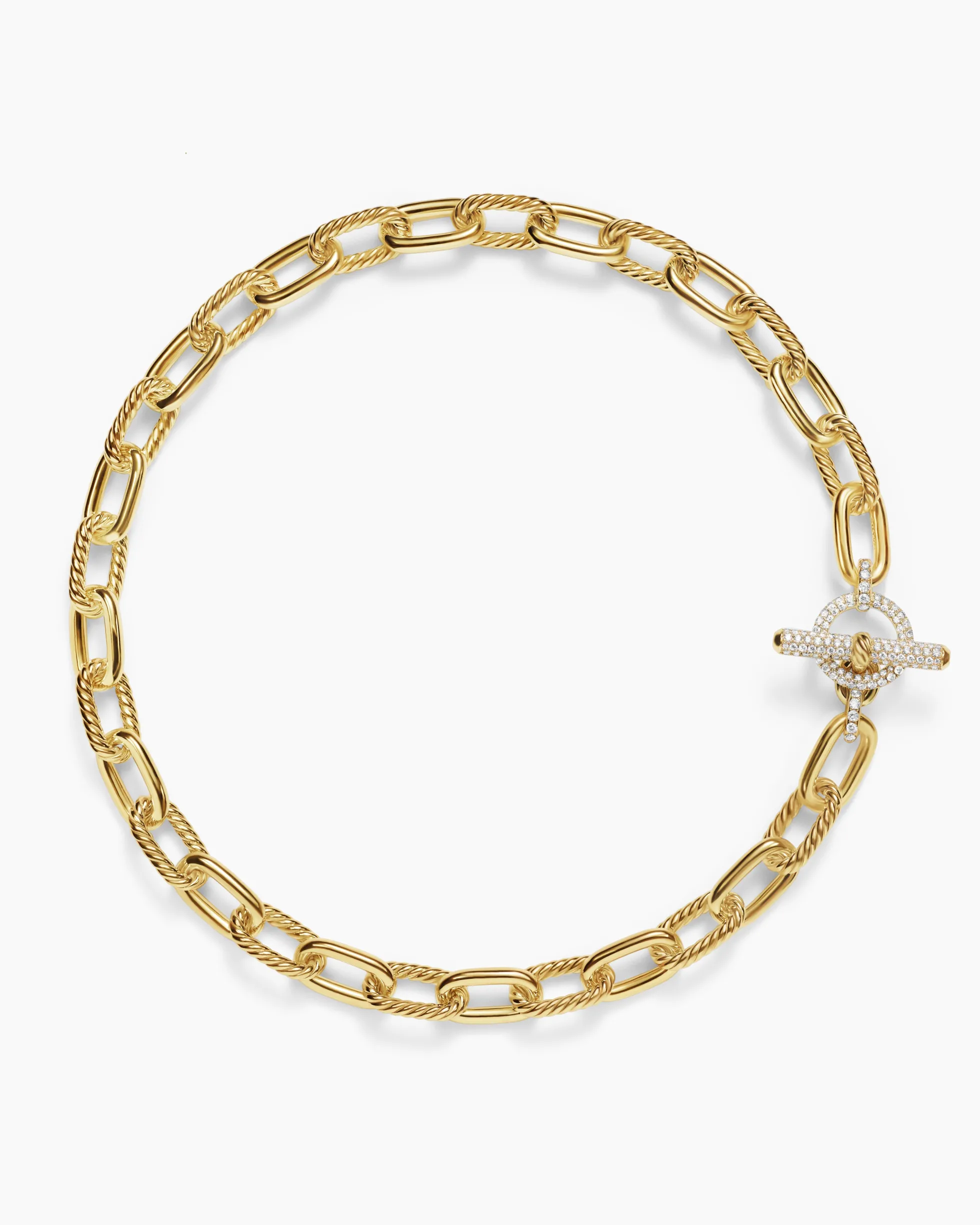 DY Madison® Toggle Chain Necklace 18K Yellow Gold with Diamonds, 11mm