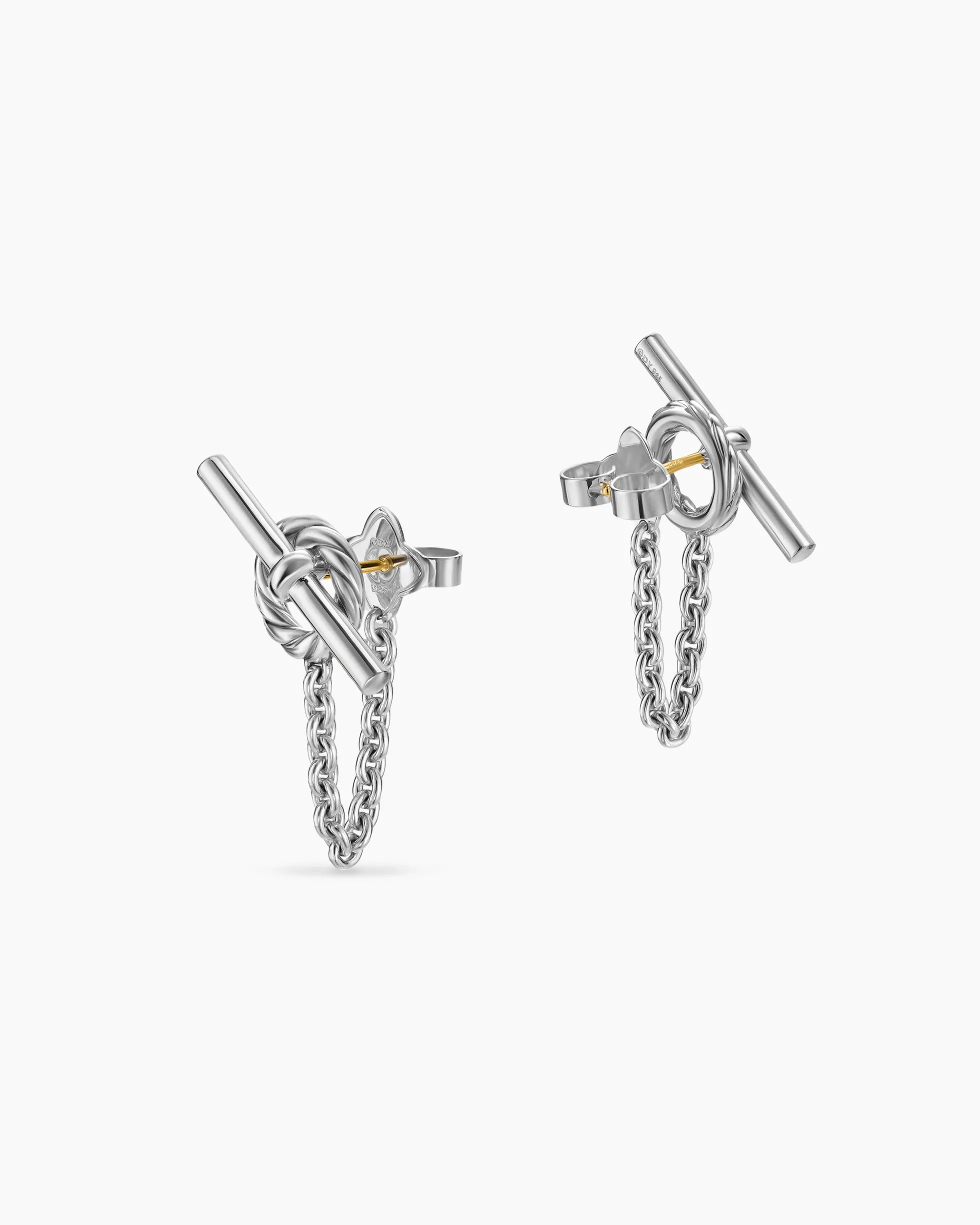 DY Mercer® Bold Toggle Chain Stud Earrings Sterling Silver, 50.4mm