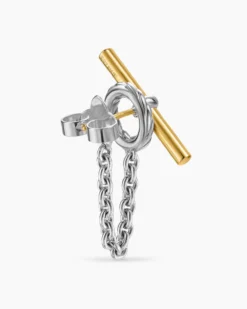 DY Mercer® Bold Toggle Chain Stud Earrings Sterling Silver with 18K Yellow Gold, 50.4mm