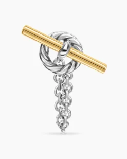 DY Mercer® Bold Toggle Chain Stud Earrings Sterling Silver with 18K Yellow Gold, 50.4mm