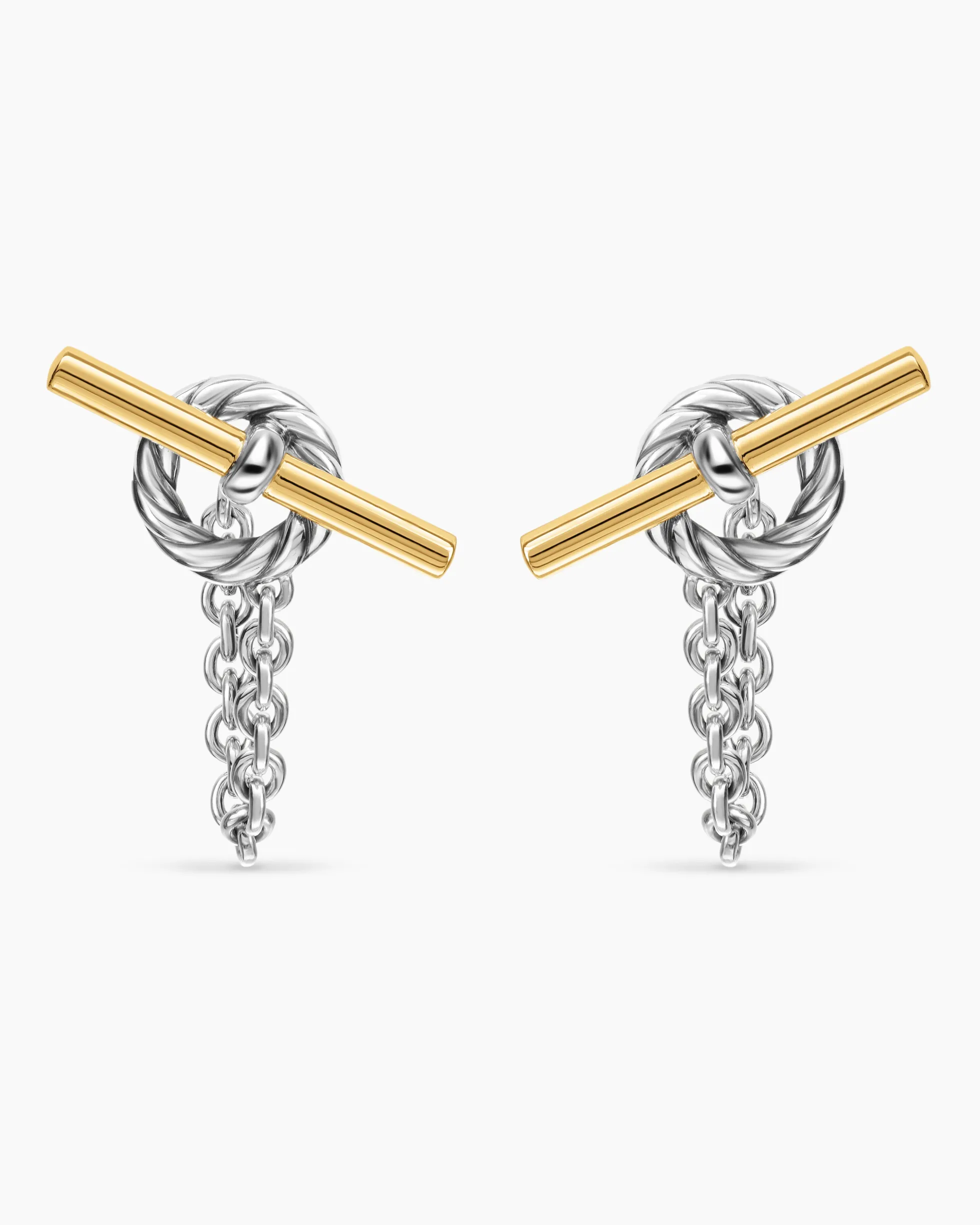 DY Mercer® Bold Toggle Chain Stud Earrings Sterling Silver with 18K Yellow Gold, 50.4mm