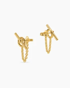 DY Mercer® Bold Toggle Chain Stud Earrings 18K Yellow Gold, 50.4mm