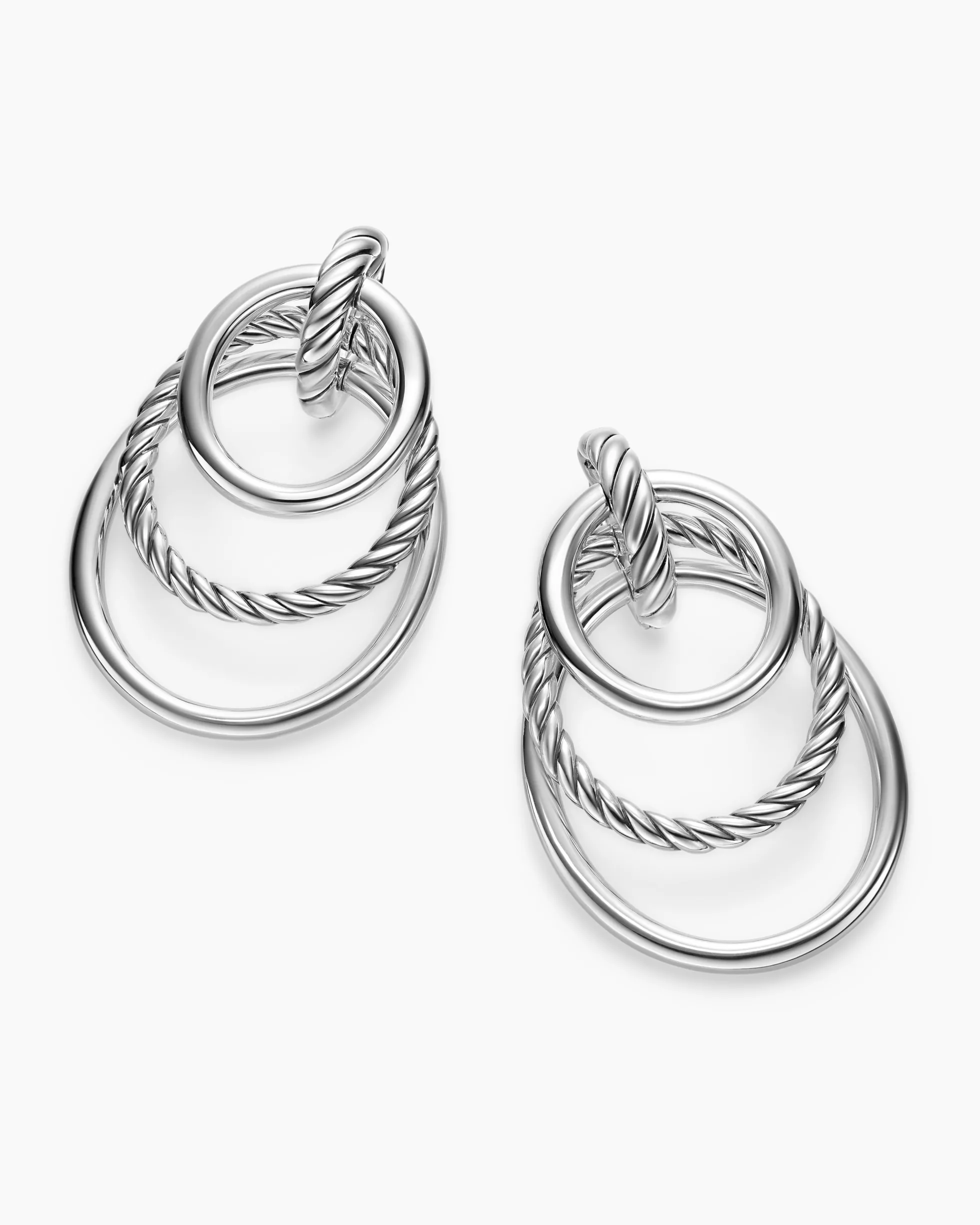 DY Mercer® Bold Triple Ring Drop Earrings Sterling Silver, 48mm