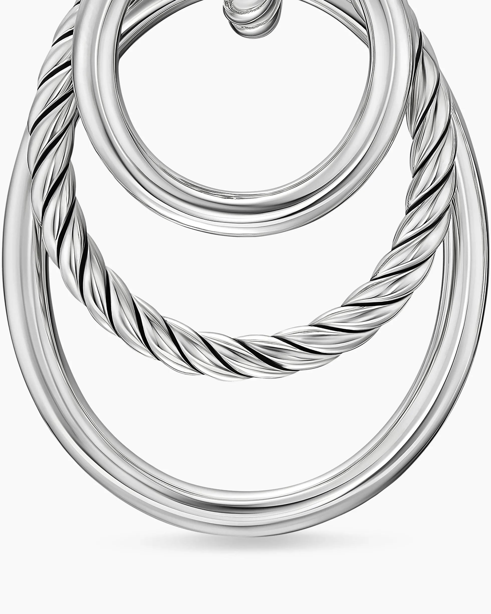DY Mercer® Bold Triple Ring Drop Earrings Sterling Silver, 48mm