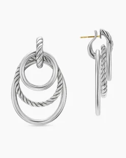 DY Mercer® Bold Triple Ring Drop Earrings Sterling Silver, 48mm