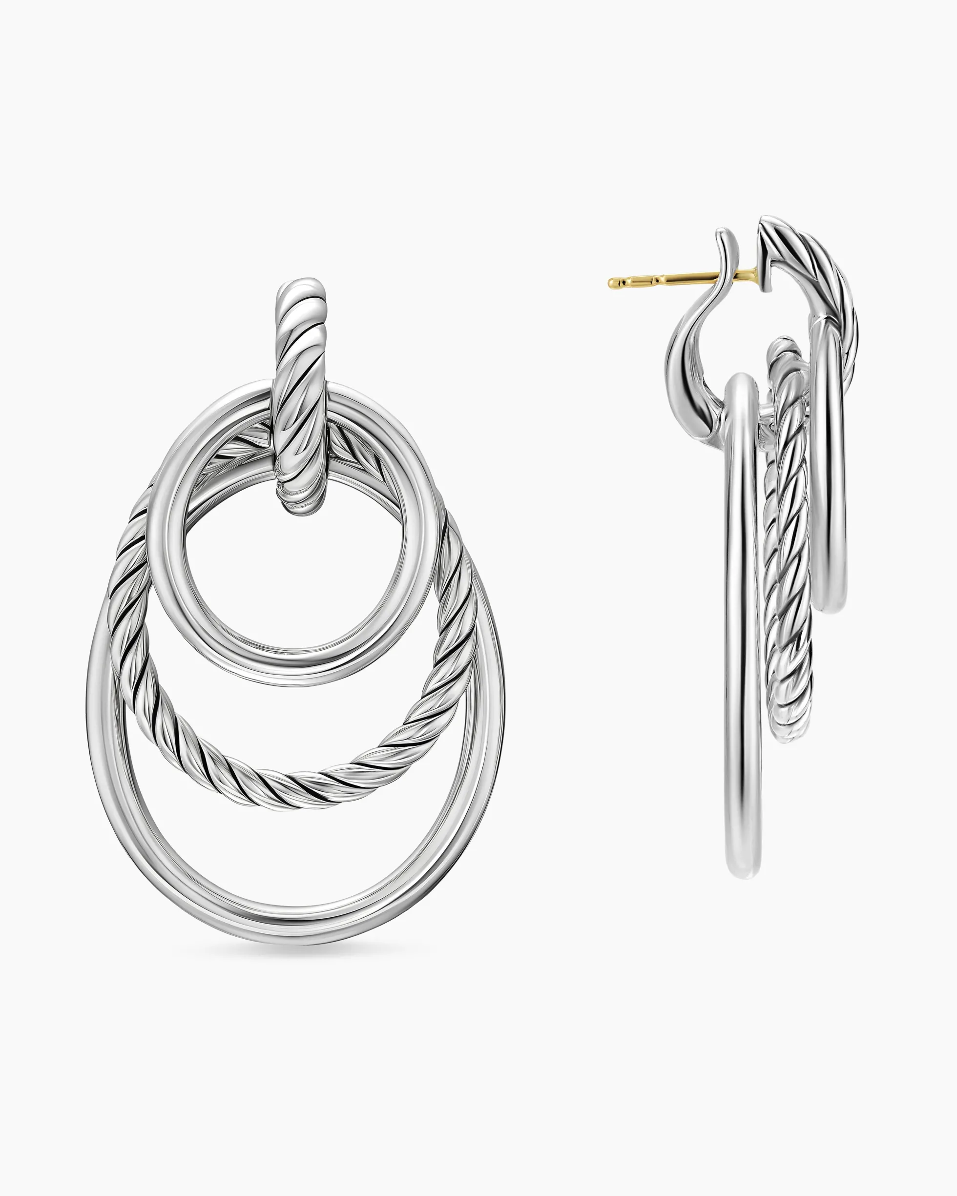 DY Mercer® Bold Triple Ring Drop Earrings Sterling Silver, 48mm