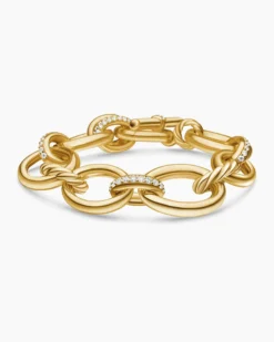 DY Mercer® Chain Bracelet 18K Yellow Gold with Diamonds, 20mm