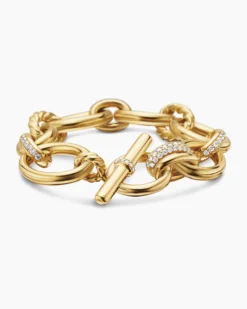 DY Mercer® Chain Bracelet 18K Yellow Gold with Diamonds, 20mm