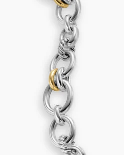 DY Mercer® Chain Bracelet Sterling Silver with 18K Yellow Gold and Diamonds, 8mm